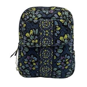 Vera Bradley Blue Floral Patterned Quilted Adjustable Strap Mini Backpack